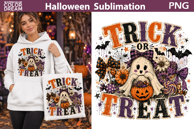 Trick or Treat PNG | Ghost Halloween Sublimation Art