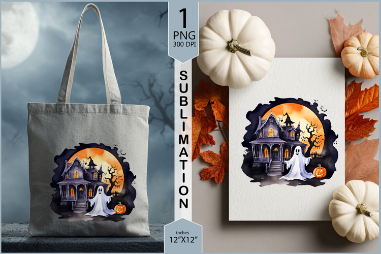 Cute ghost sublimation|Halloween ghost Pumpkin Moon print