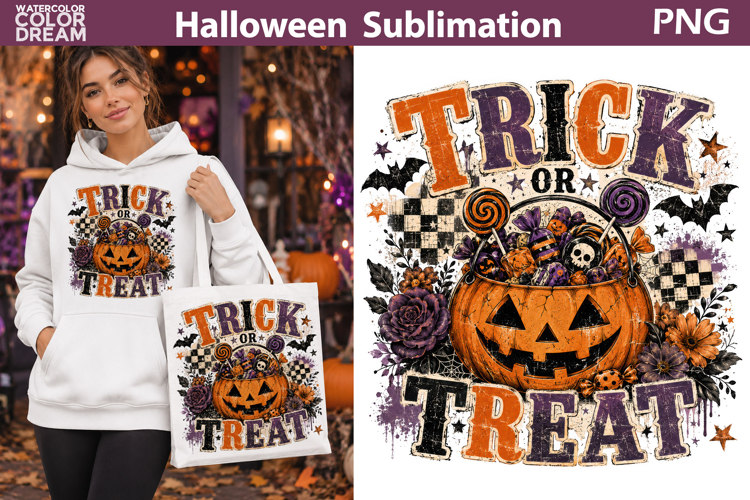 Trick or Treat PNG | Pumpkin Halloween Sublimation Art