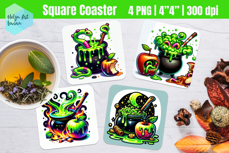 Witch cocktail | Halloween Square Coasters Sublimation