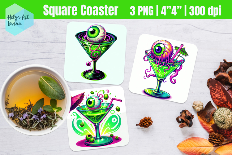 Witch cocktail | Halloween Square Coasters Sublimation