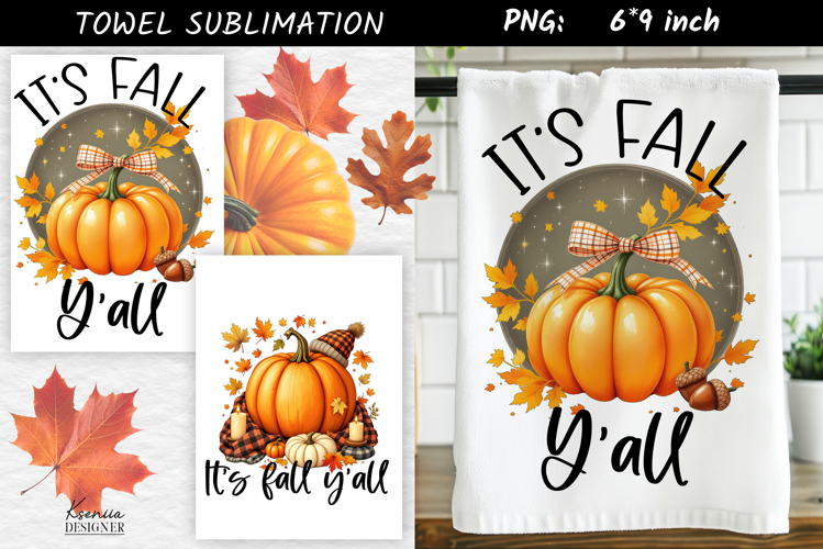Its Fall Yall Towel Sublimation PNG|Fall Quote Design