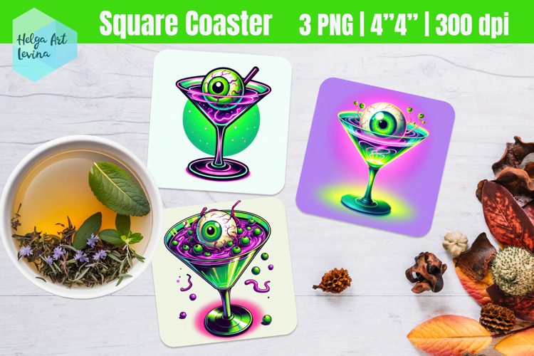 Witch cocktail | Halloween Square Coasters Sublimation