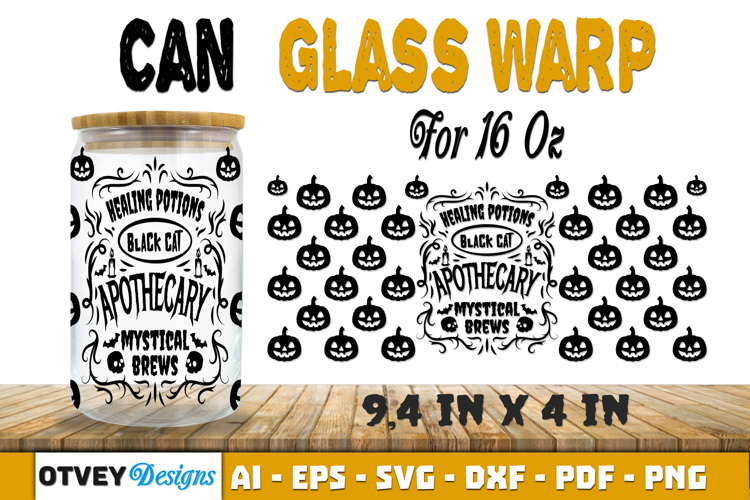 Can Glass 16 Oz Libbey Wrap SVG Halloween SVG