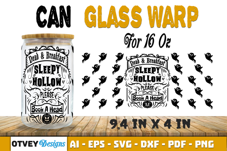 Can Glass 16 Oz Libbey Wrap SVG Halloween SVG