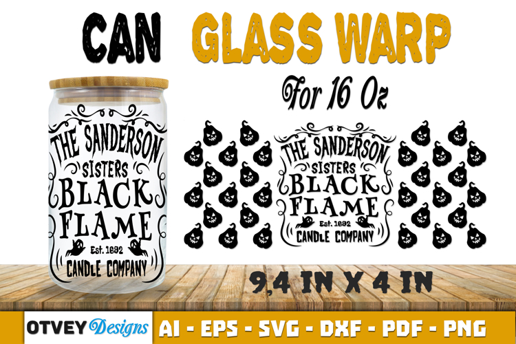 Can Glass 16 Oz Libbey Wrap SVG Halloween SVG