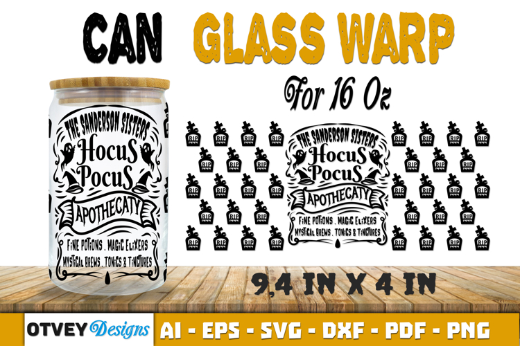 Can Glass 16 Oz Libbey Wrap SVG Halloween SVG