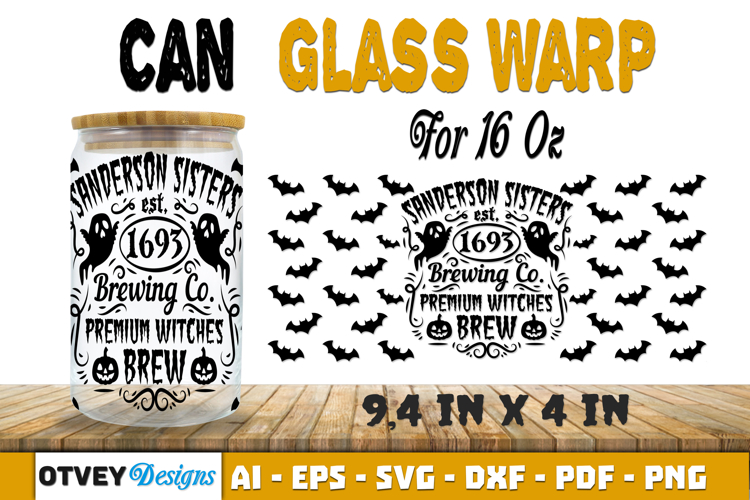 Can Glass 16 Oz Libbey Wrap SVG Halloween SVG