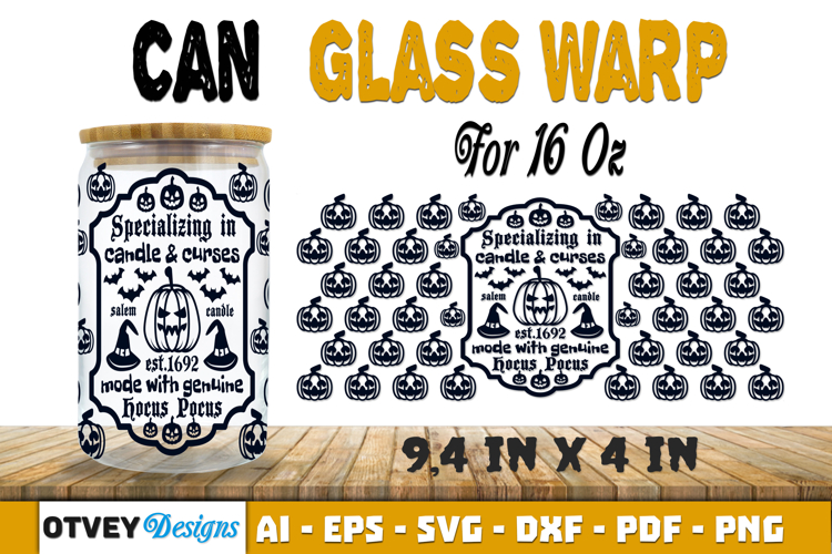 Can Glass 16 Oz Libbey Wrap SVG Halloween SVG