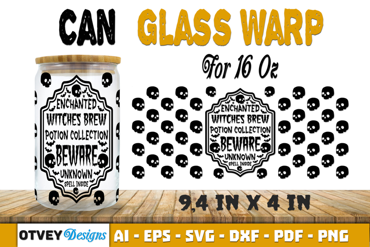 Can Glass 16 Oz Libbey Wrap SVG Halloween SVG