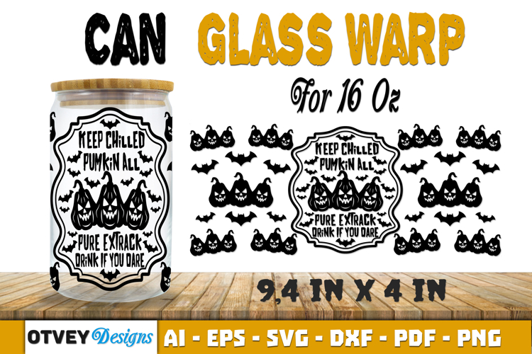 Can Glass 16 Oz Libbey Wrap SVG Halloween SVG