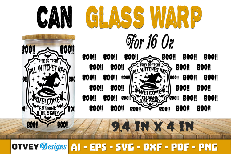 Can Glass 16 Oz Libbey Wrap SVG Halloween SVG
