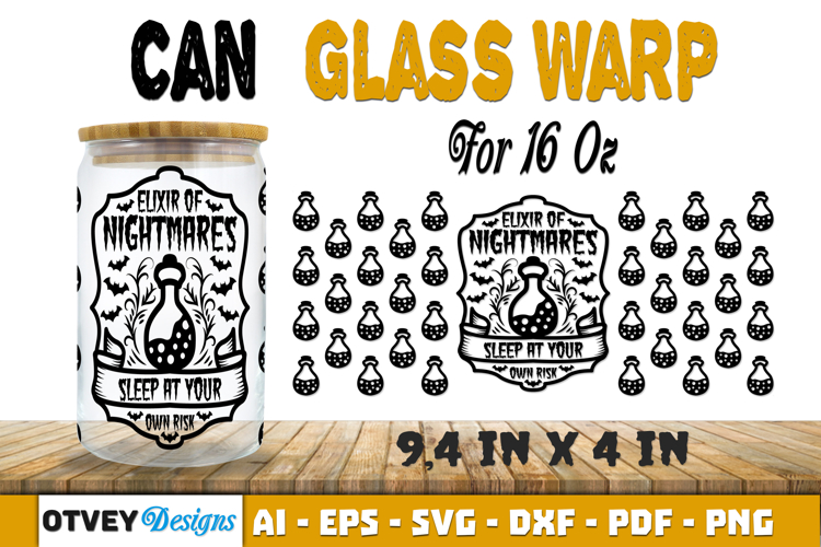 Can Glass 16 Oz Libbey Wrap SVG Halloween SVG