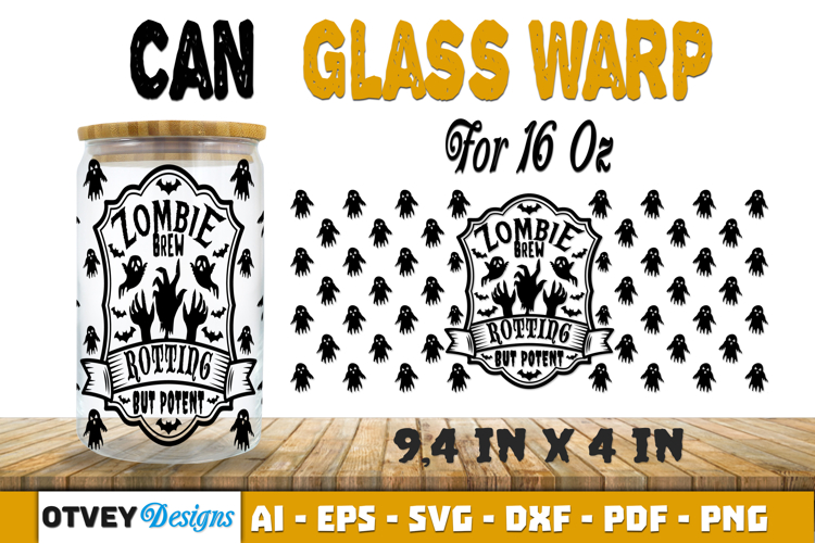 Can Glass 16 Oz Libbey Wrap SVG Halloween SVG