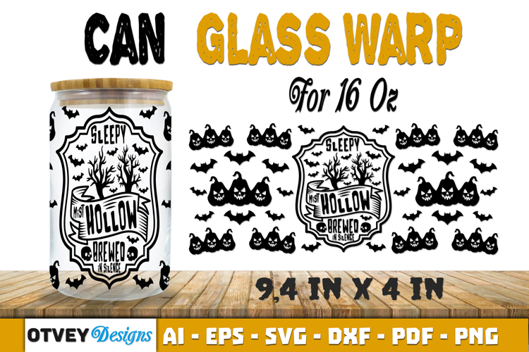 Can Glass 16 Oz Libbey Wrap SVG Halloween SVG