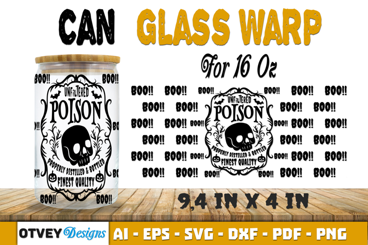 Can Glass 16 Oz Libbey Wrap SVG Halloween SVG