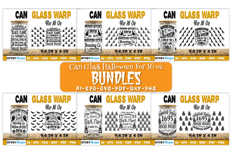 Can Glass 16 Oz Libbey Wrap SVG Halloween SVG BUNDLES