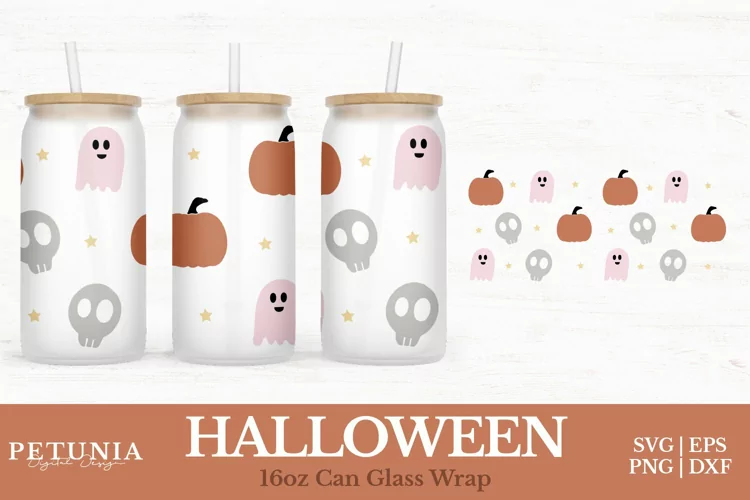 Halloween Can Wrap | 16oz Libbey Can Glass Wrap SVG