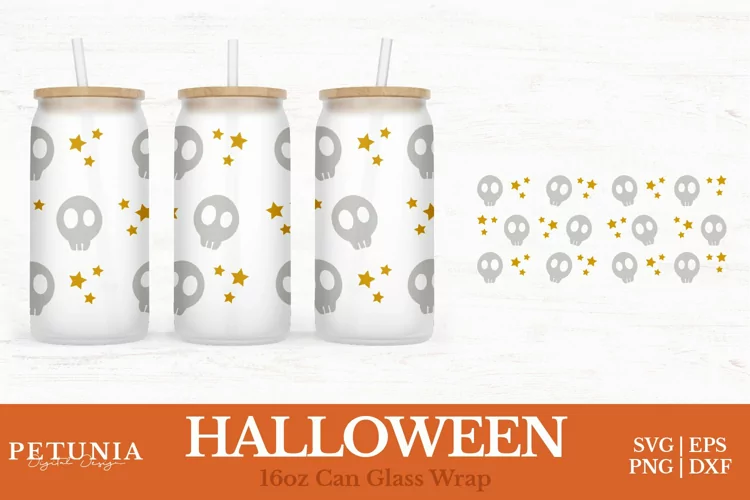 Halloween Can Wrap | 16oz Libbey Can Glass Wrap SVG