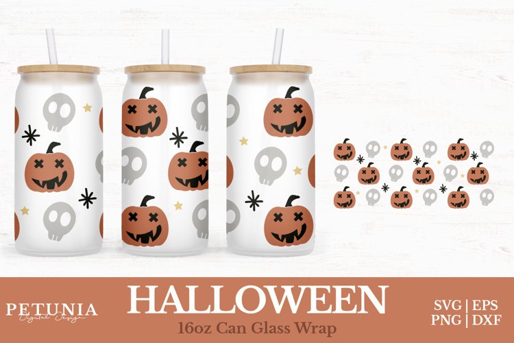 Halloween Can Wrap | 16oz Libbey Can Glass Wrap SVG
