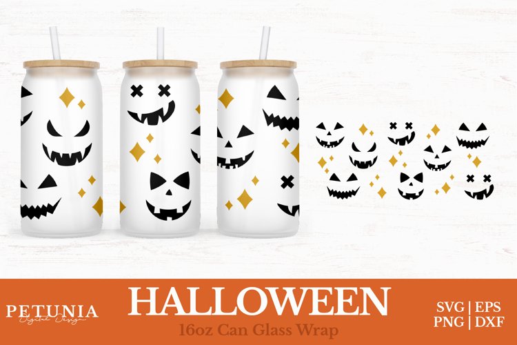 Halloween Can Wrap | 16oz Libbey Can Glass Wrap SVG