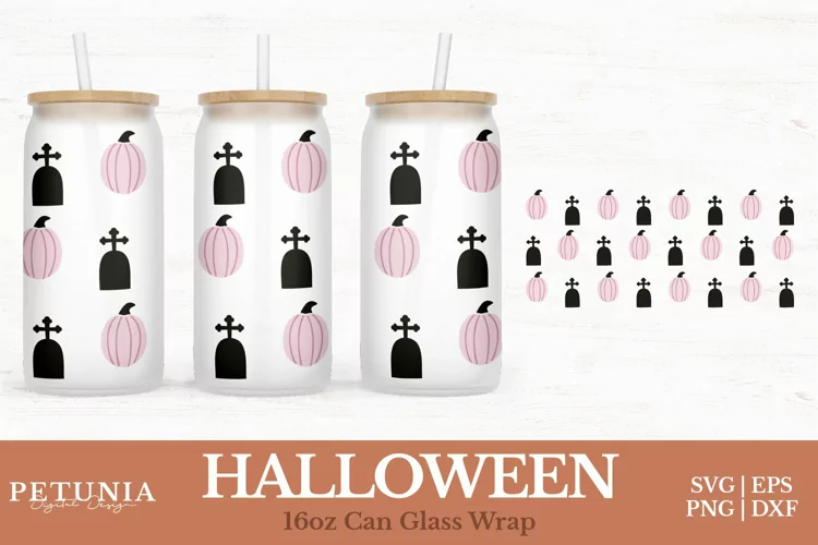 Halloween Can Wrap | 16oz Libbey Can Glass Wrap SVG