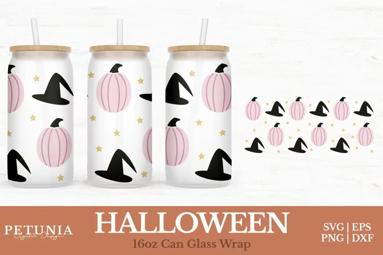 Halloween Can Wrap | 16oz Libbey Can Glass Wrap SVG