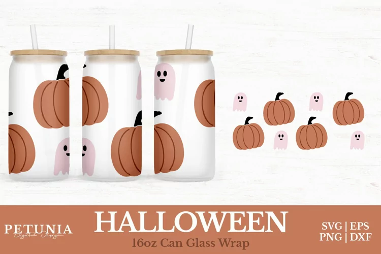 Halloween Can Wrap | 16oz Libbey Can Glass Wrap SVG