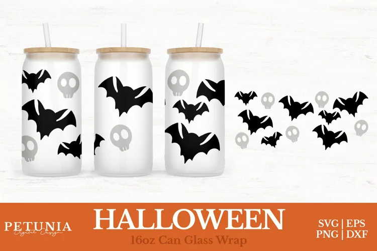 Halloween Can Wrap | 16oz Libbey Can Glass Wrap SVG