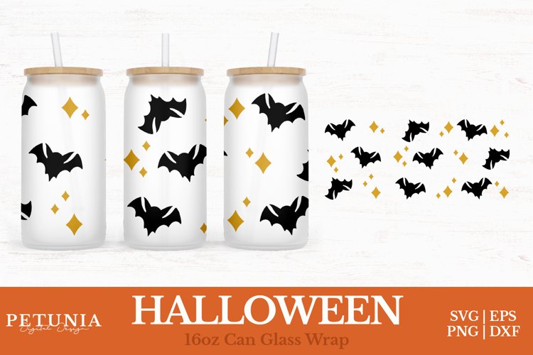 Halloween Can Wrap | 16oz Libbey Can Glass Wrap SVG