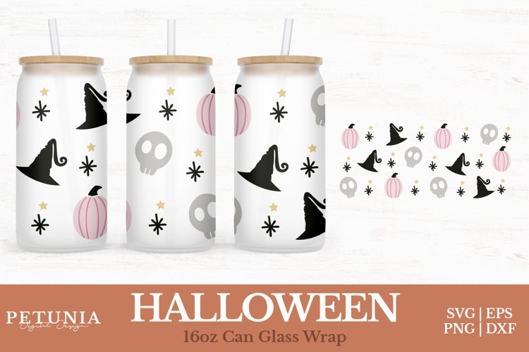 Halloween Can Wrap | 16oz Libbey Can Glass Wrap SVG