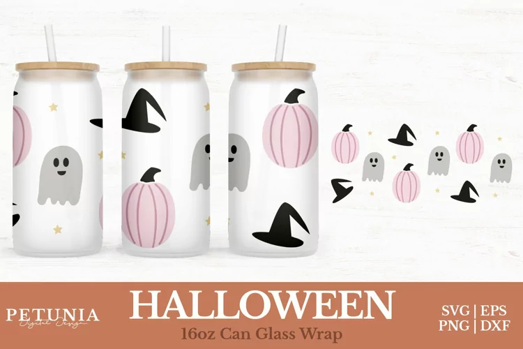 Halloween Can Wrap | 16oz Libbey Can Glass Wrap SVG
