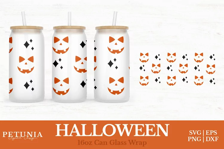 Halloween Can Wrap | 16oz Libbey Can Glass Wrap SVG