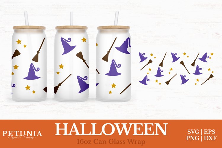 Halloween Can Wrap | 16oz Libbey Can Glass Wrap SVG