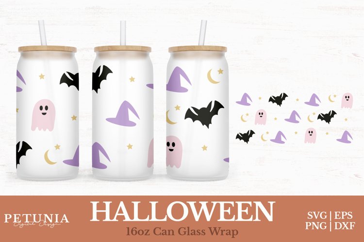 Halloween Can Wrap | 16oz Libbey Can Glass Wrap SVG