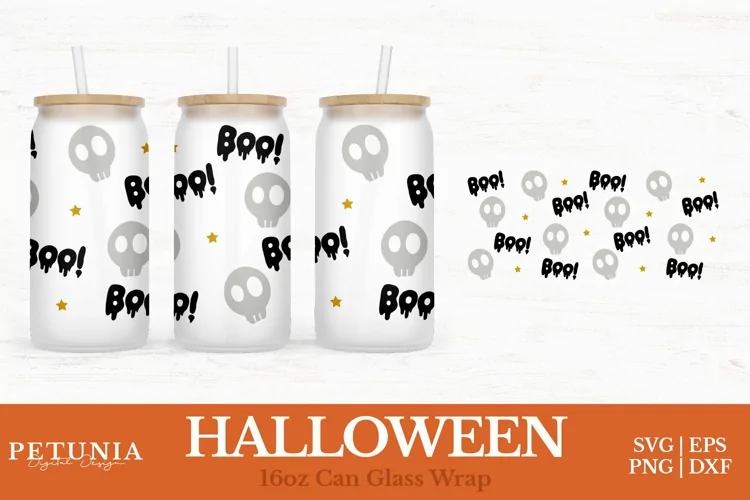 Halloween Can Wrap | 16oz Libbey Can Glass Wrap SVG