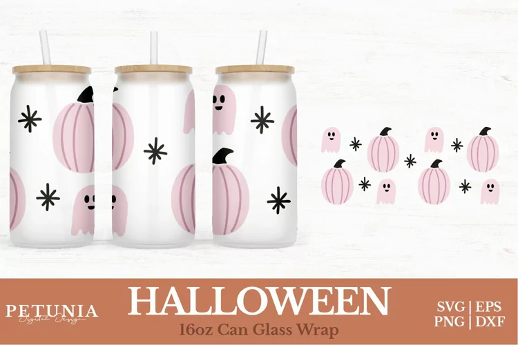 Halloween Can Wrap | 16oz Libbey Can Glass Wrap SVG