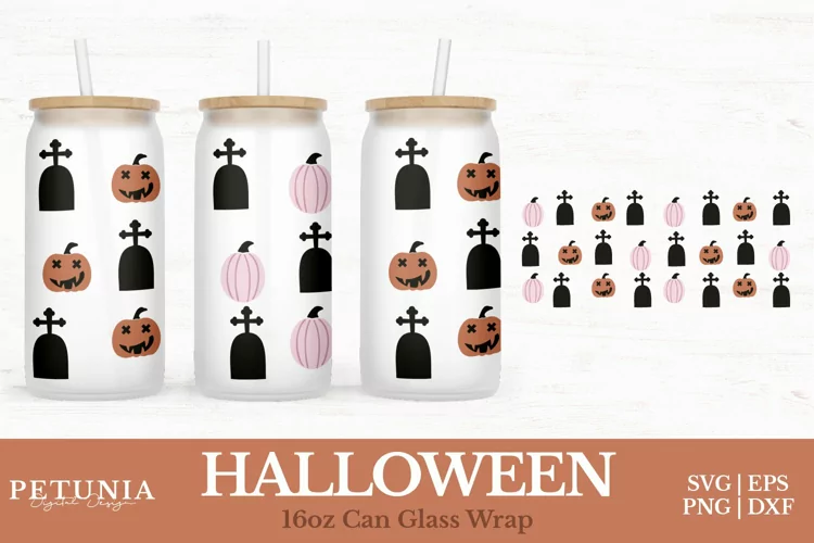 Halloween Can Wrap | 16oz Libbey Can Glass Wrap SVG