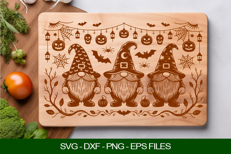 Happy Halloween Gnome Cutting Board SVG