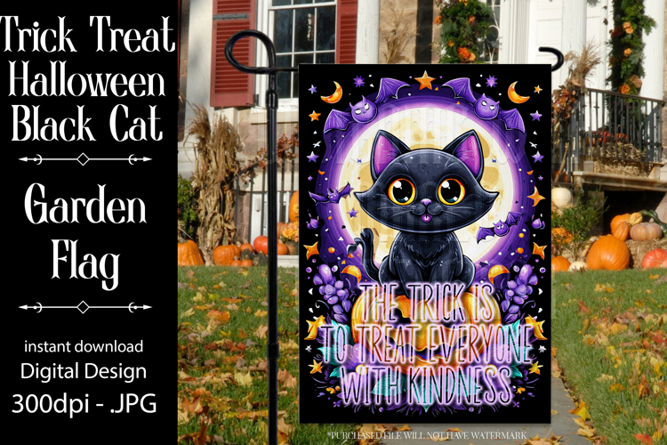 Halloween Garden Flag, Sublimation Trick Treat Cat Flag
