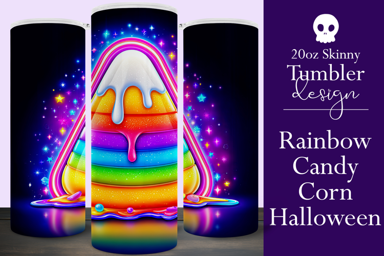 Halloween Tumbler Wrap, Rainbow Candy Corn Tumbler Wrap, t1