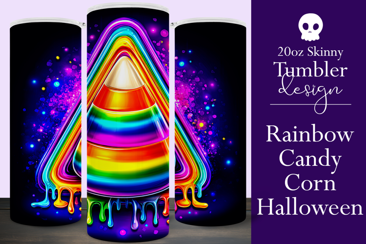 Halloween Tumbler Wrap, Rainbow Candy Corn Tumbler Wrap, t3