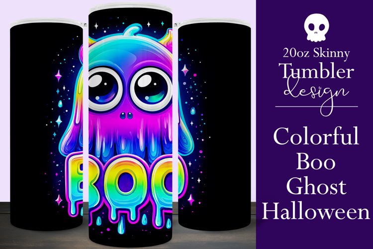 Halloween Tumbler Wrap, Colorful Boo Ghost Tumbler Wrap, t1