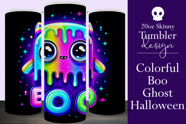 Halloween Tumbler Wrap, Colorful Boo Ghost Tumbler Wrap, t2