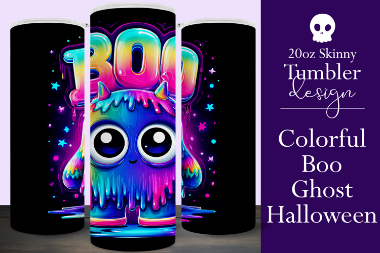 Halloween Tumbler Wrap, Colorful Boo Ghost Tumbler Wrap, t3