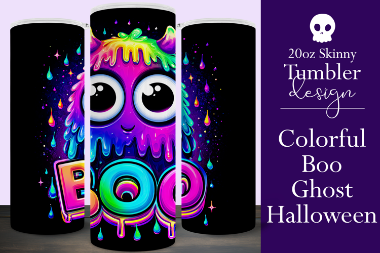 Halloween Tumbler Wrap, Colorful Boo Ghost Tumbler Wrap, t4
