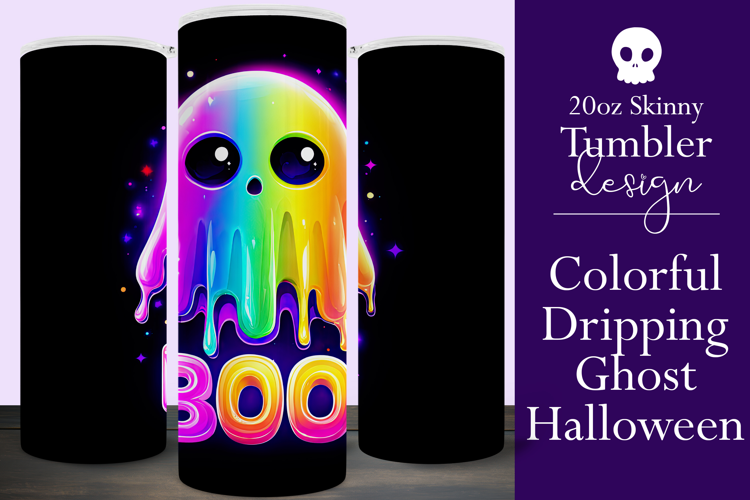 Halloween Tumbler Wrap, Halloween Colorful Ghost Tumbler, t4