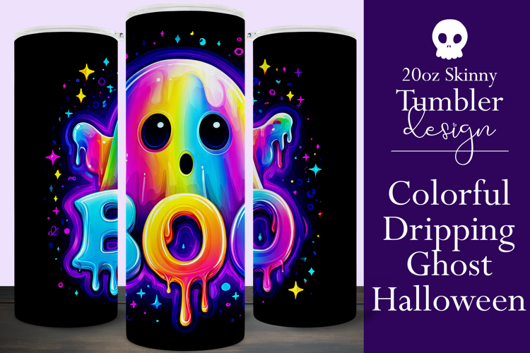 Halloween Tumbler Wrap, Halloween Colorful Ghost Tumbler, t6