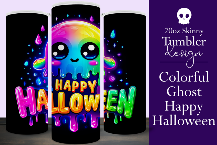 Halloween Tumbler Wrap, Colorful Ghost Tumbler Wrap, t6b