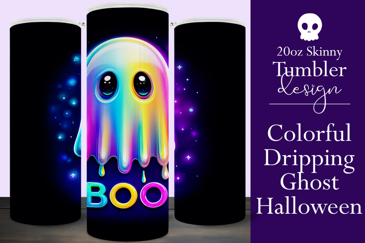 Halloween Tumbler Wrap, Halloween Colorful Ghost Tumbler, t7